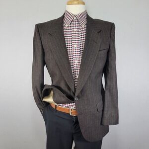 VTG Nino Cerruti Men's Sport Coat Blazer Two Button Flannel Brown Striped 40R